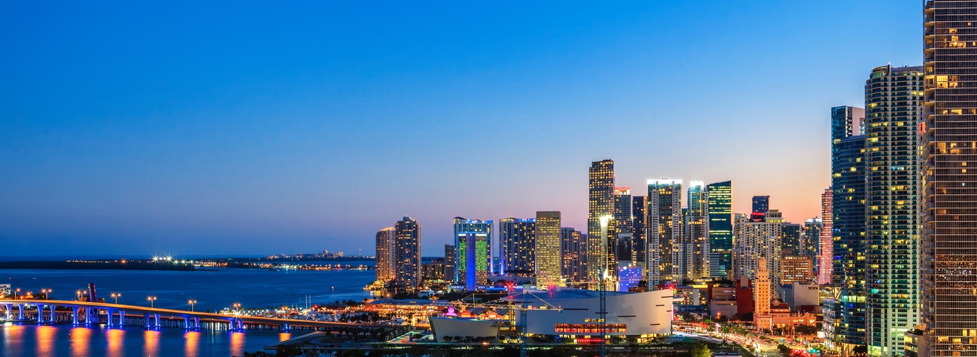 The South Florida skyline at sunset, Union Title Services serves the entire State of Florida